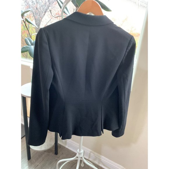 Theory Pleated Blazer Black Crepe Size 0 $465 Womens Career 6498 Pockets - Picture 7 of 14